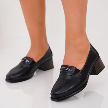 Pantofi Cu Toc Piele Naturala Zirelle Black