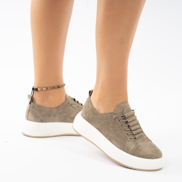 Pantofi Piele Naturala Amalia Khaki