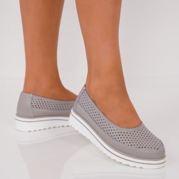 Pantofi Piele Naturala Rina Grey
