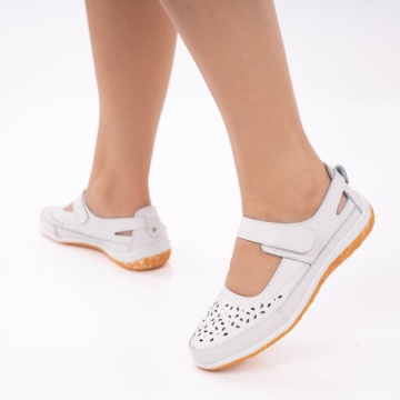 Pantofi Piele Naturala Virena White