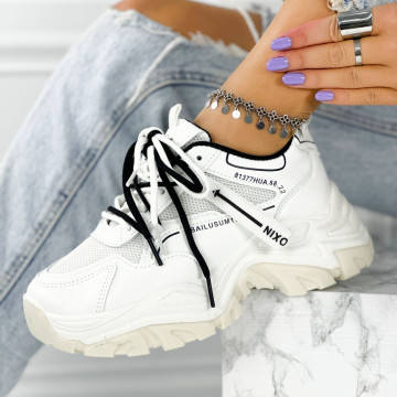 Pantofi Sport Dama Albi din Piele Ecologica Harare