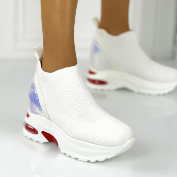 Pantofi Sport Dama cu platforma Albi din Textil Vamison