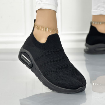 Pantofi Sport Dama cu Platforma Negri din Textil Melina
