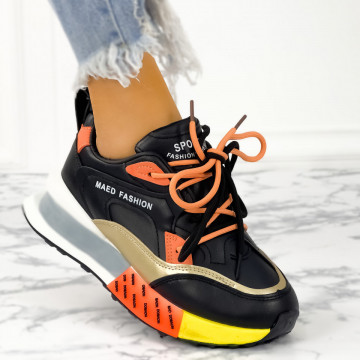 Pantofi Sport Dama cu platforma Oranj din Piele Ecologica Leonor