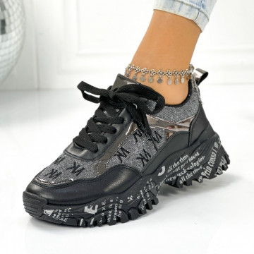 Pantofi Sport Dama Negri din Piele Ecologica Bruges