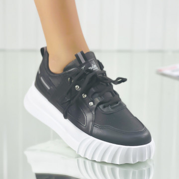 Pantofi Sport Dama Negri din Piele Ecologica Maruska