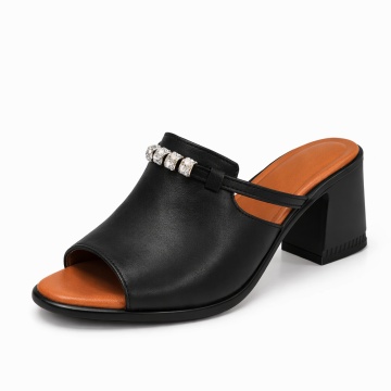 Papuci Piele Naturala Divina Black