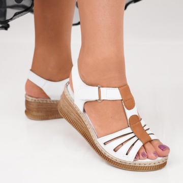 Sandale piele naturala Parma White