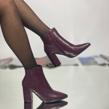 Botine Dama Grena din Piele Ecologica Andora