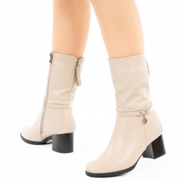 Cizme cu toc Alessia Beige