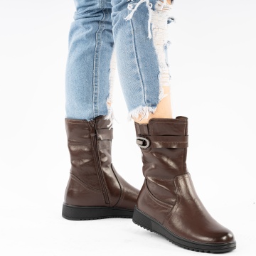 Cizme Scurte Piele Naturala Santan Brown