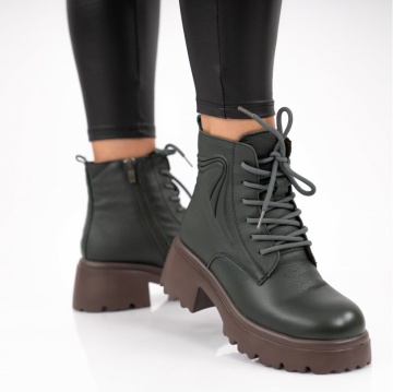 Ghete Piele Naturala Estepa Green