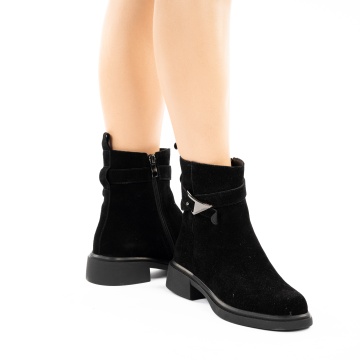 Ghete Piele Naturala Lauren2 Black