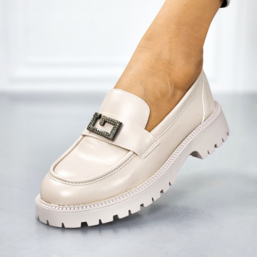 Pantofi Casual Dama Bej din Piele Ecologica Leland