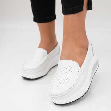 Pantofi Piele Naturala Arava White