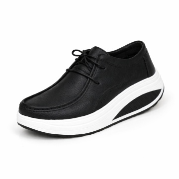 Pantofi Piele Naturala Camista Black White