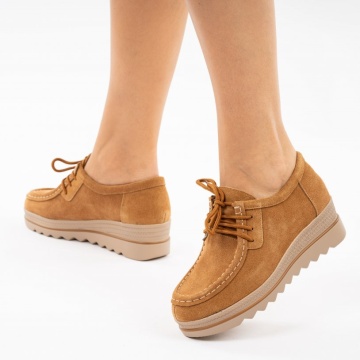 Pantofi Piele Naturala Rosa Brown