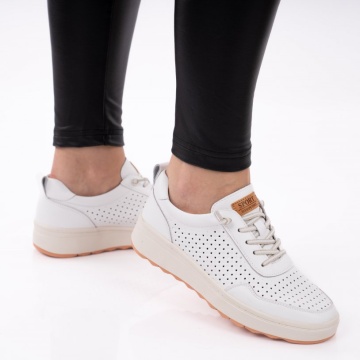 Pantofi Piele Naturala Torino White