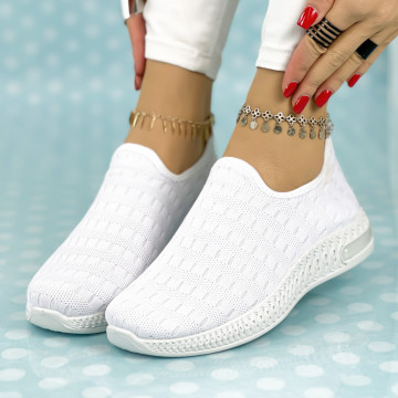 Pantofi Sport Dama Albi din Textil Kandrev