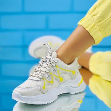 Pantofi Sport Dama Bej din Piele Ecologica Iris