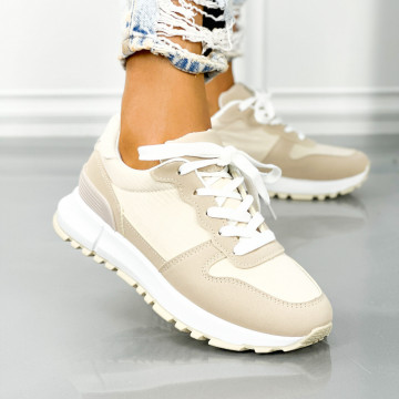 Pantofi Sport Dama Bej din Piele Ecologica Lorvel