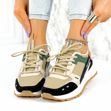 Pantofi Sport Dama Khaki din Piele Ecologica Niamey