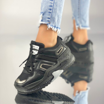 Pantofi Sport Dama Negri din Piele Ecologica Meclara