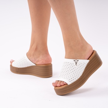 Papuci Piele Naturala Vanya White