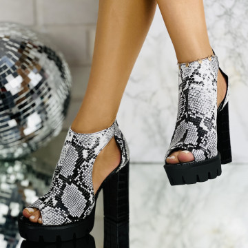 Sandale cu Toc si Platforma Snake din Piele Ecologica Neithena