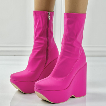Botine Dama cu Platforma Fuchsia din Satin Haves