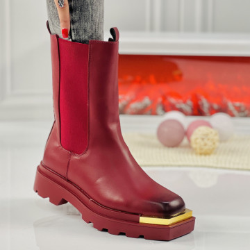Ghete Dama Lungi Imblanite Bordo din Piele Ecologica Valdesy