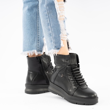 Ghete Piele Naturala Agula Black