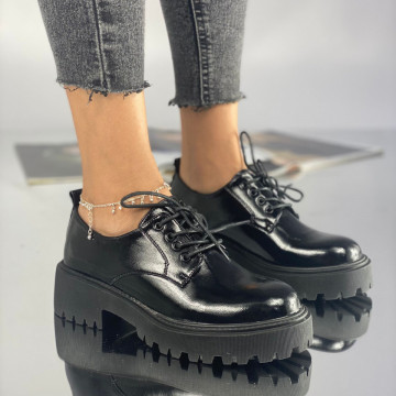 Pantofi Casual Dama Negri din Piele Ecologica Maida