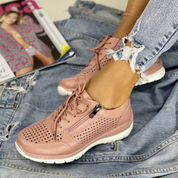 Pantofi Casual Dama Roz din Piele Naturala Amira