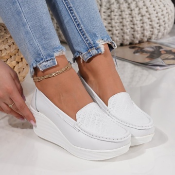 Pantofi Piele Naturala Fiance White