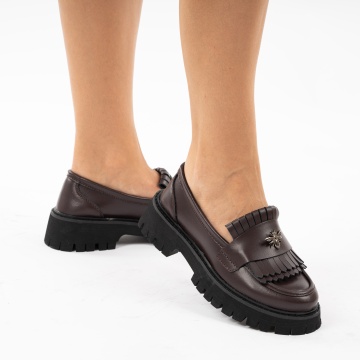 Pantofi Piele Naturala Navas Bordo