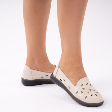 Pantofi Piele Naturala Sasaria Beige