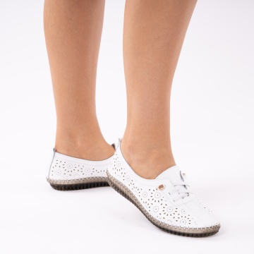 Pantofi Piele Naturala Spezia White