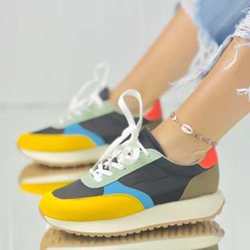 Pantofi Sport Dama Galbeni din Piele Ecologica Vilka