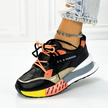 Pantofi Sport Dama Negri din Piele Ecologica Manila