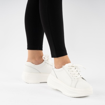 Pantofi Sport Piele Naturala Costa White