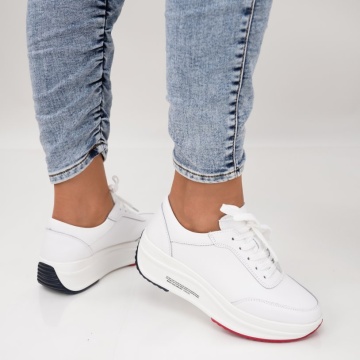 Pantofi Sport Piele Naturala Forli White