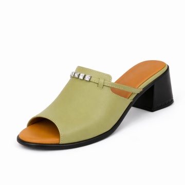 Papuci Piele Naturala Divina Green
