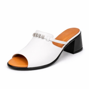 Papuci Piele Naturala Divina White