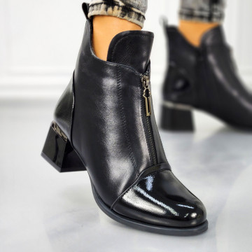 Botine Dama Imblanite Negre din Piele Ecologica Zafa