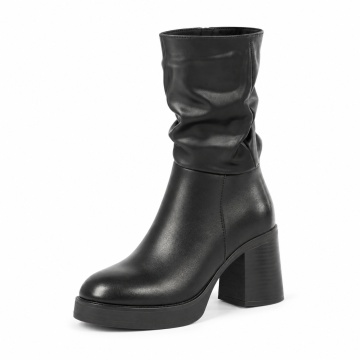 Cizme Scurte Piele Naturala Yafin Black