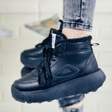 Ghete Sport Dama Imblanite Negre din Piele Ecologica Alivia