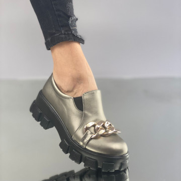 Pantofi Casual Dama Gri din Piele Ecologica Mulira