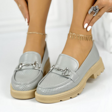 Pantofi Casual Dama Gri din Piele Ecologica Sherk