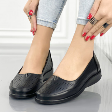 Pantofi Casual Dama Negri din Piele Ecologica Dalinda